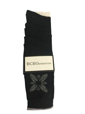 BCBGeneration Ladies Crew Socks Black Gray Size 4-10 Set of 6